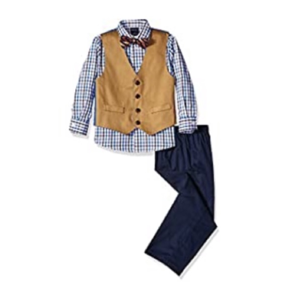 Nautical 4 Piece Vest,Dress Shirt, BowTie, Slacks